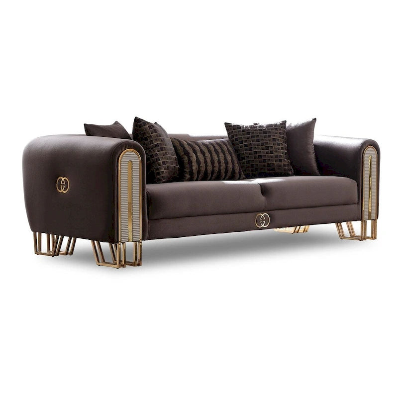 Kamelya 2-Pieces One Sofa One Loveseat Living Room Set, Metal Leg, Pillow Back