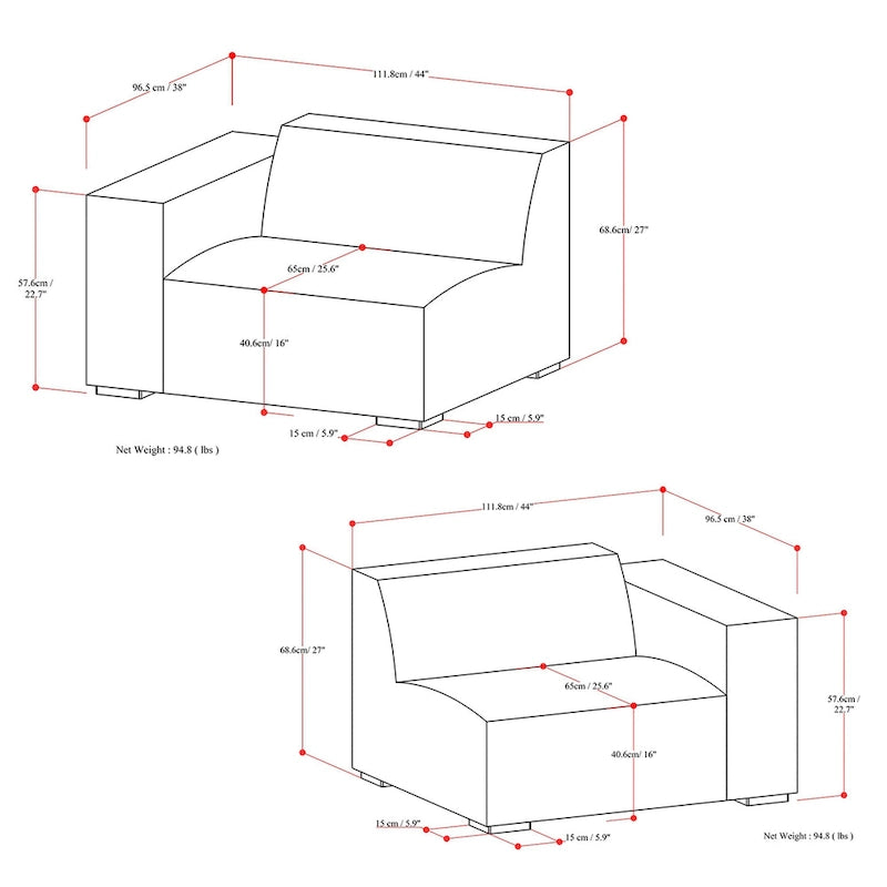 WyndenHall Biggs 2-Seater Modular Sofa