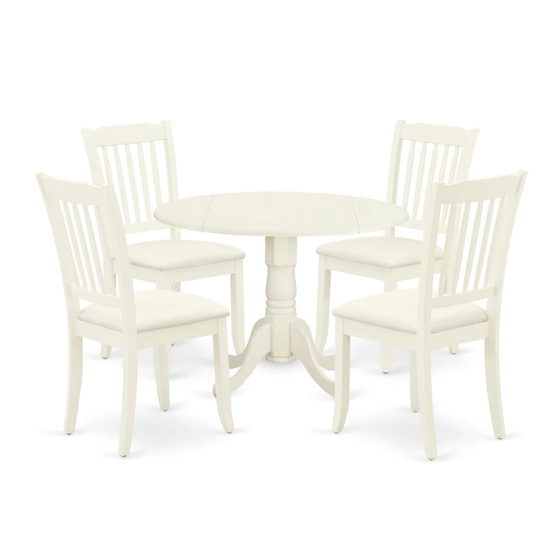 East West Furniture Dining Set Includes a Dining Room Table and Linen Fabric Kitchen Chairs,(Finish & Pieces Options)
