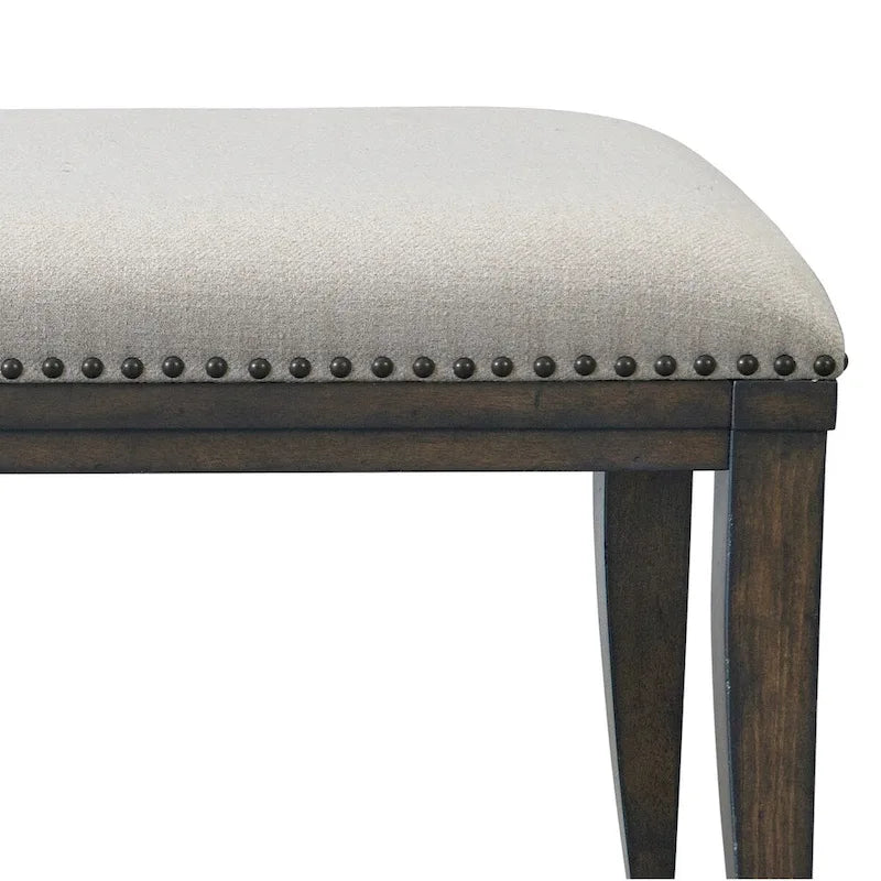 Roundhill Furniture Grant Upholstered Dining Bench, Beige