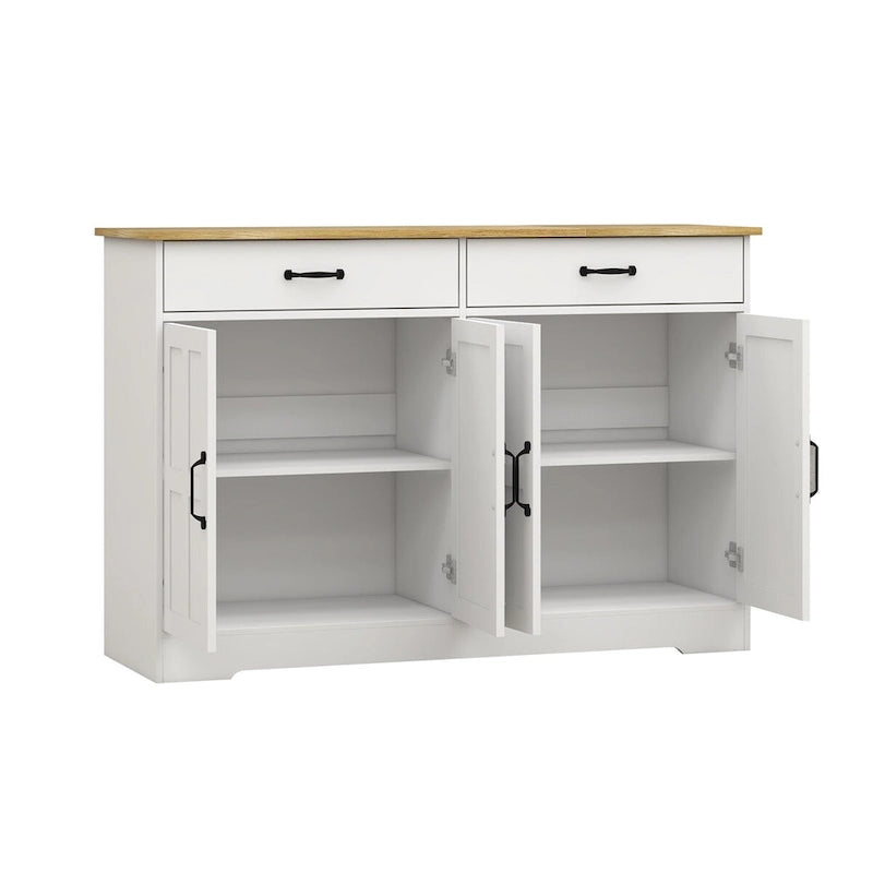 Farmhouse Buffet Cabinet Storage Sideboard with 2 Drawers and 4 Doors
