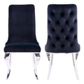 Black and Silver Dining Chairs with Soft Velvet and Metal Legs