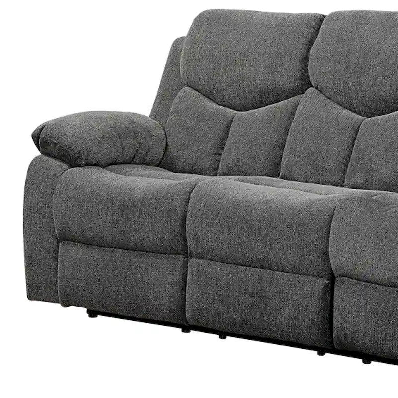 HomeRoots 82 Gray Chenille Reclining Sofa With Black Legs - 82