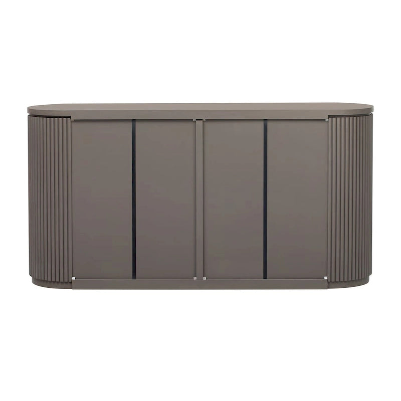 Vertical Striped Door Storage Cabinet with Metal Handles, Adjustable, Suitable for Study, Entryway and Living Room