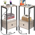 Side Table with Charging Station - 11.8D x 15.7W x 23.6H