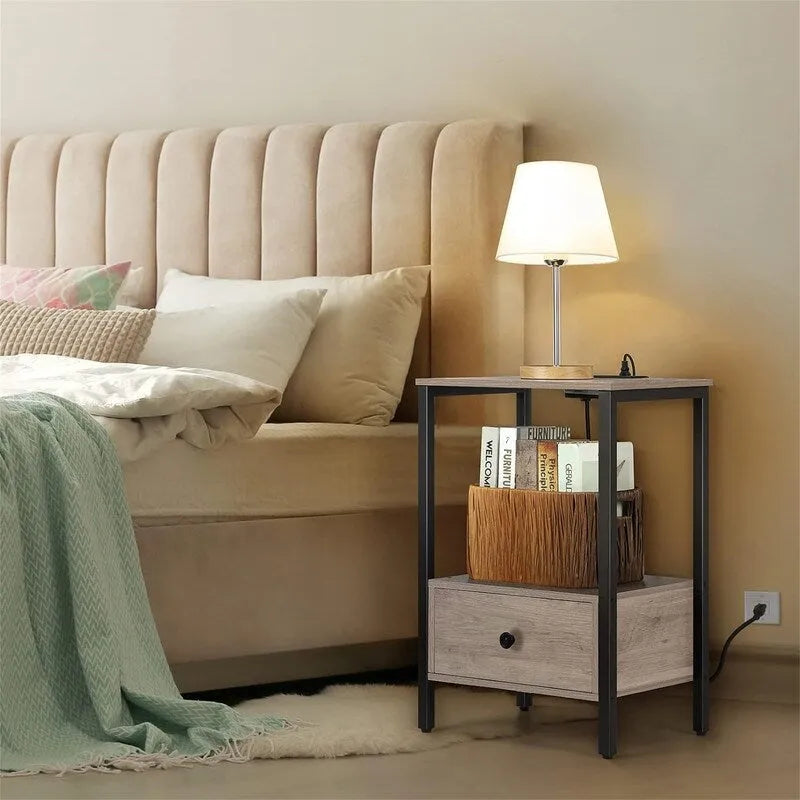 Side Table with Charging Station - 11.8D x 15.7W x 23.6H