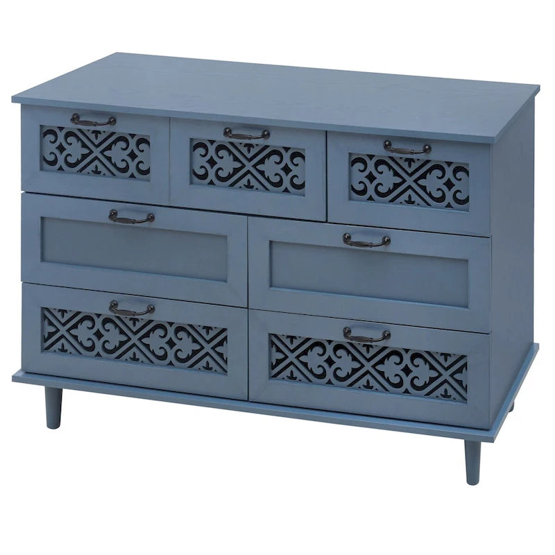 7 Drawer Cabinet,With Black Metal Handle