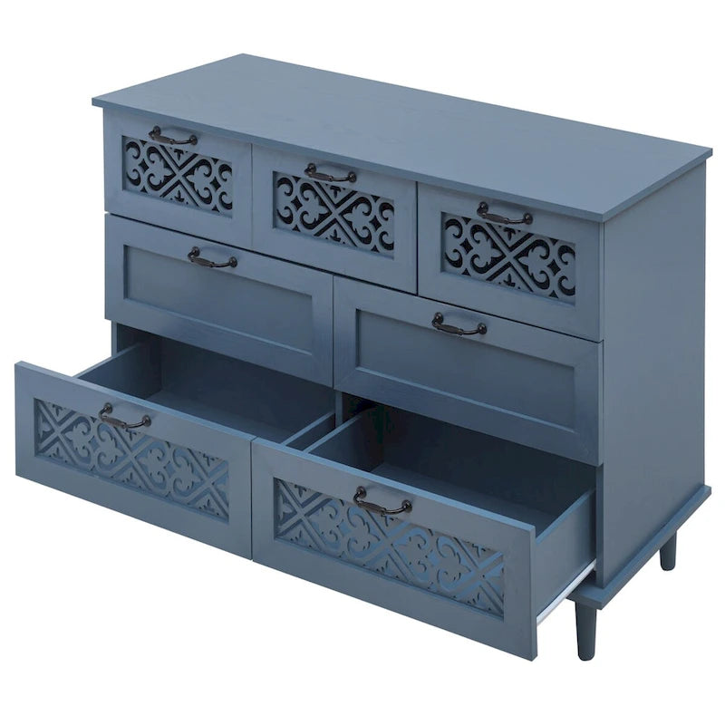 7 Drawer Cabinet,With Black Metal Handle