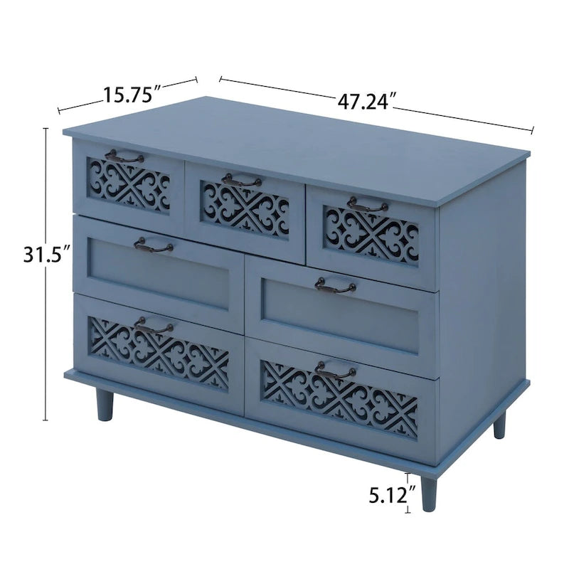7 Drawer Cabinet,With Black Metal Handle
