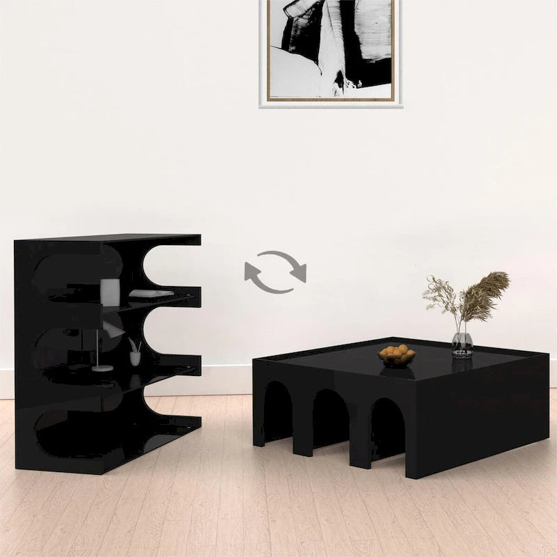 Multifunctional 4-Tier White Book Shelf & Coffee Table,Creative Furniture Floor Bookshelf,Minimalist Organizer Storage Shelves