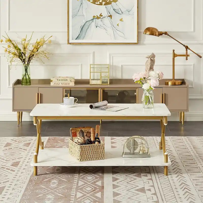 Modern 3-piece Coffee Table, Sofa Table & 1-drawer Nightstand Set of 2(Brown/Black/White)