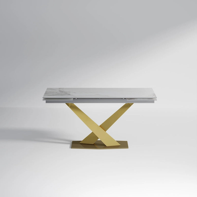 94.48 Modern Extendable Rectangular Sintered Stone Dining Table For 8 person