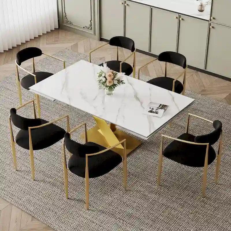 94.48 Modern Extendable Rectangular Sintered Stone Dining Table For 8 person