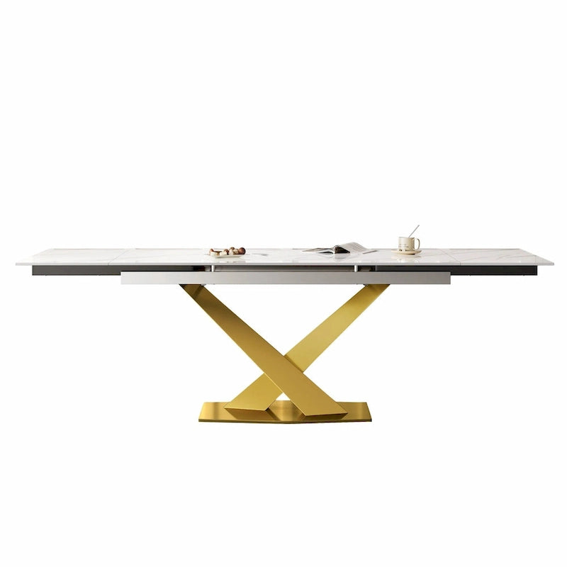 94.48 Modern Extendable Rectangular Sintered Stone Dining Table For 8 person
