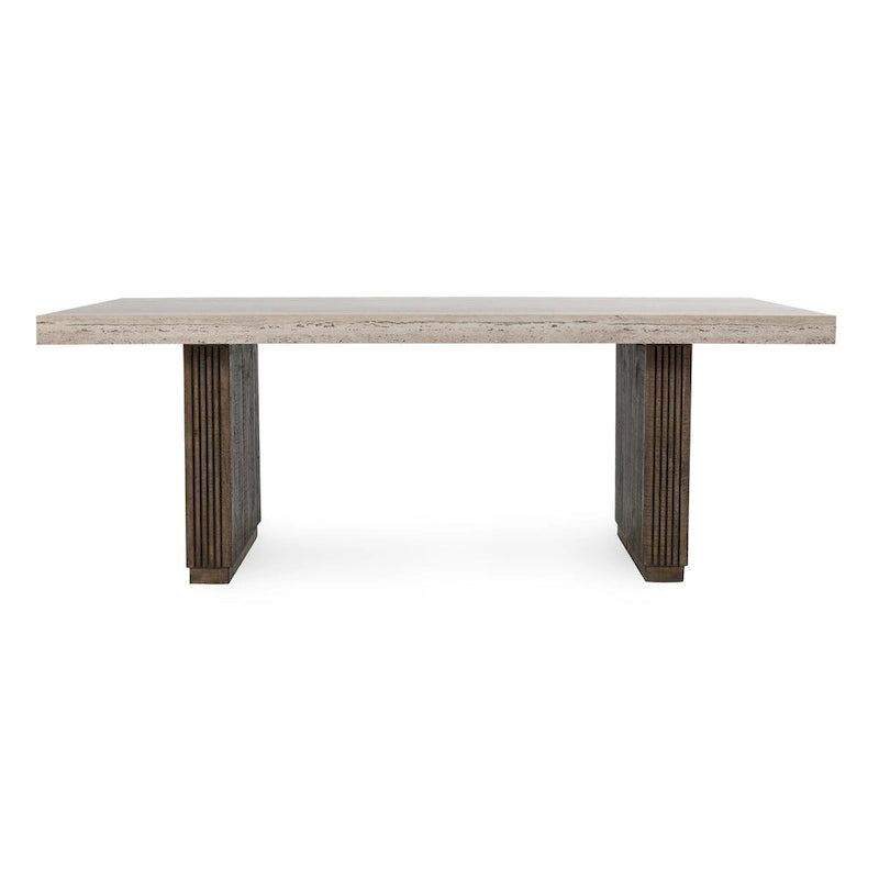Ollie 82 Travertine Laminate Dining Table in Brown by Kosas Home