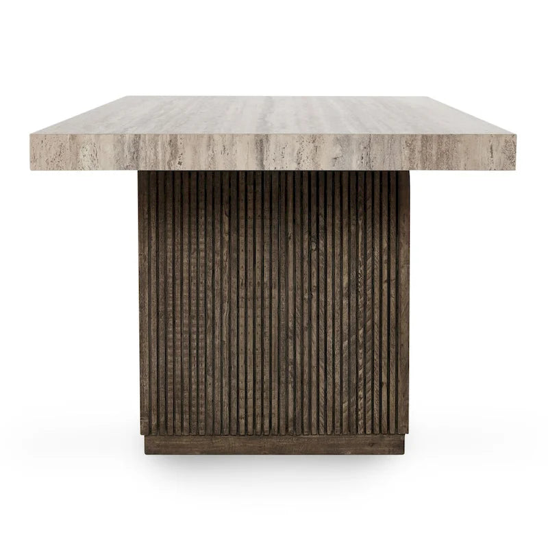 Ollie 82 Travertine Laminate Dining Table in Brown by Kosas Home