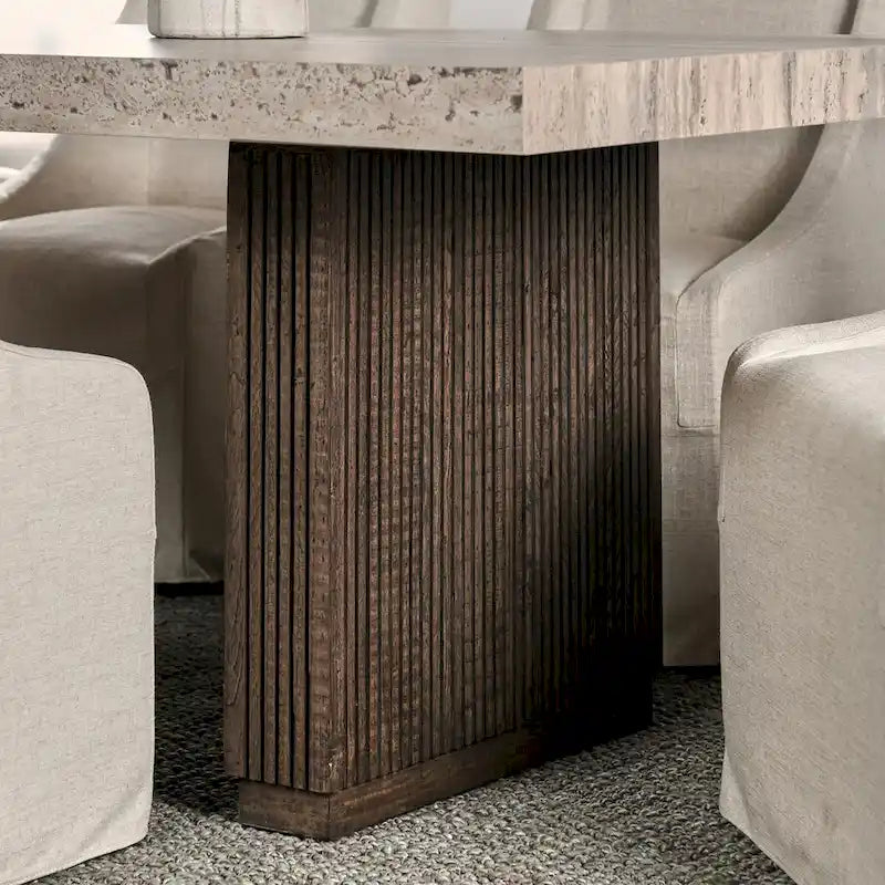 Ollie 82 Travertine Laminate Dining Table in Brown by Kosas Home