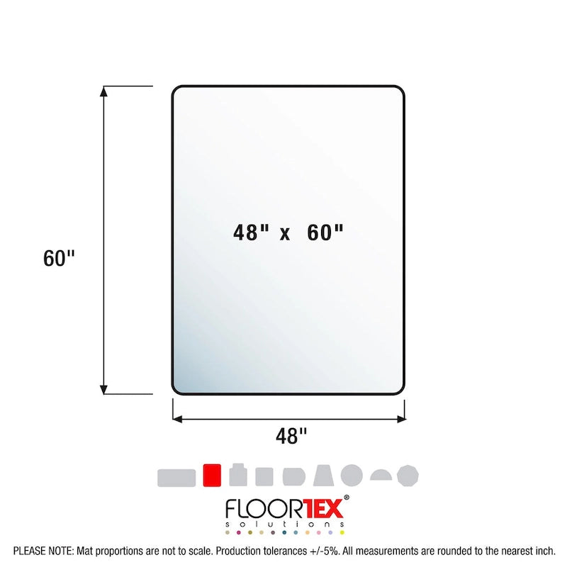 Glaciermat Heavy Duty Glass Chair Mat for Hard Floors & Carpets - 48 x 60