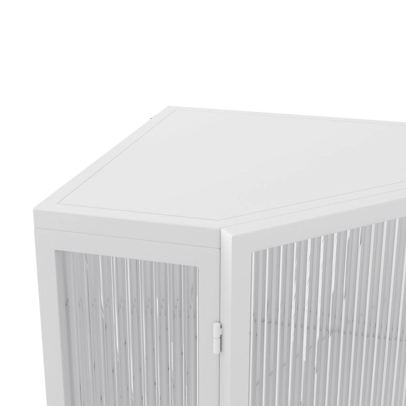 Floor Coner Cabinet, 3 Tiers with Tempered Glass Doors and Storage Shelves
