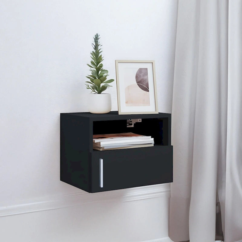 Set of 2 Wall-mounted Wooden Nightstand