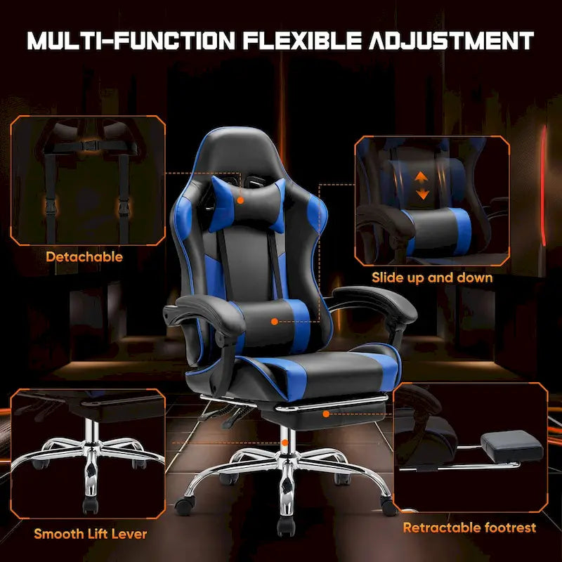 PU Leather Swivel Game Desk Chair