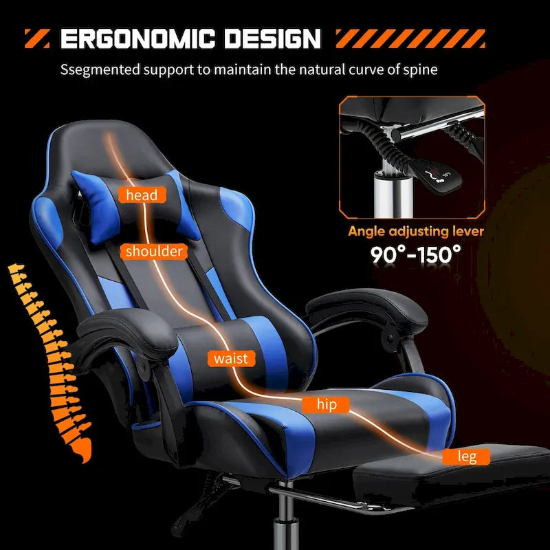 PU Leather Swivel Game Desk Chair
