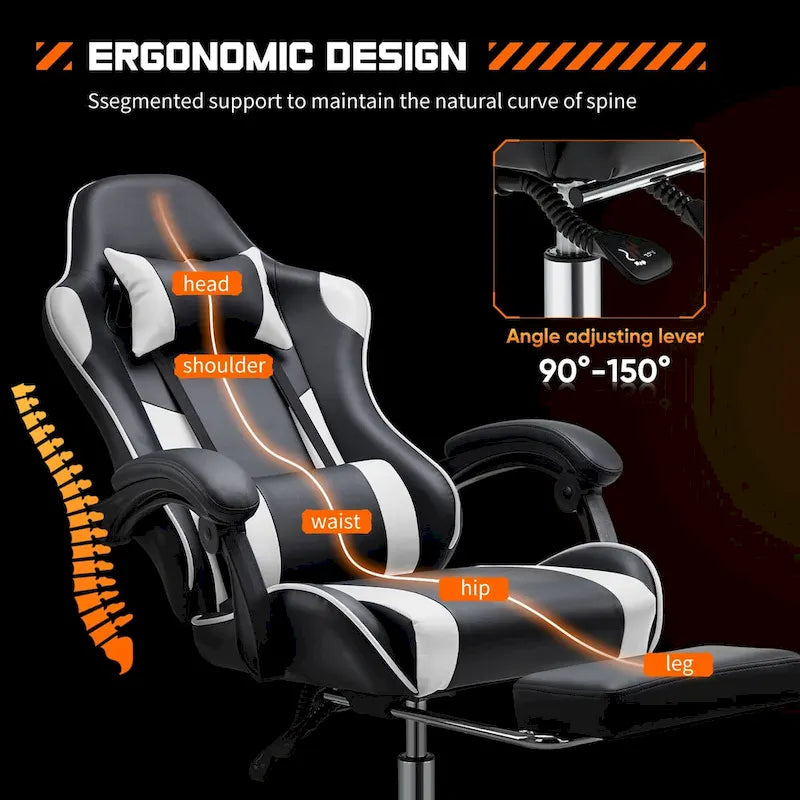 PU Leather Swivel Game Desk Chair