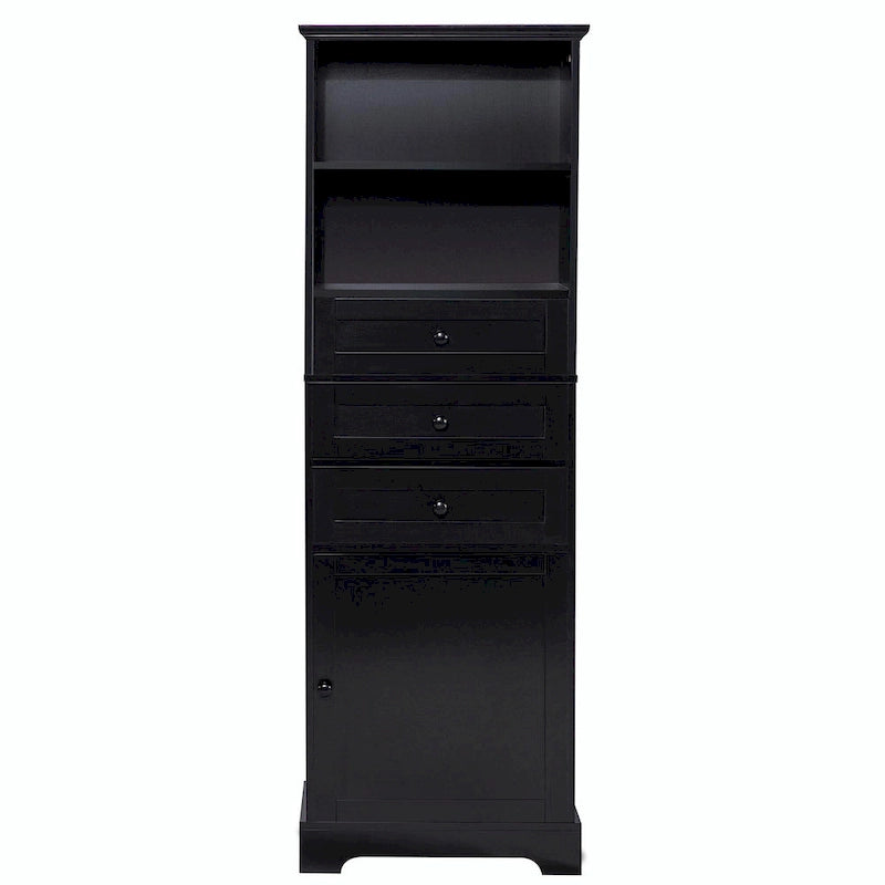 Tall Storage Cabinet with 3 Drawers and Adjustable Shelves for Bathroom