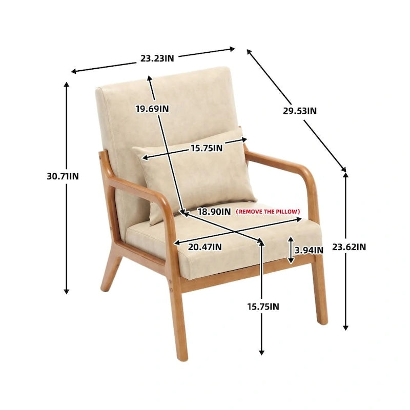 Modern PU Leather Accent Chair with One Pillow