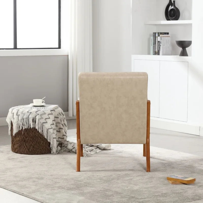 Modern PU Leather Accent Chair with One Pillow