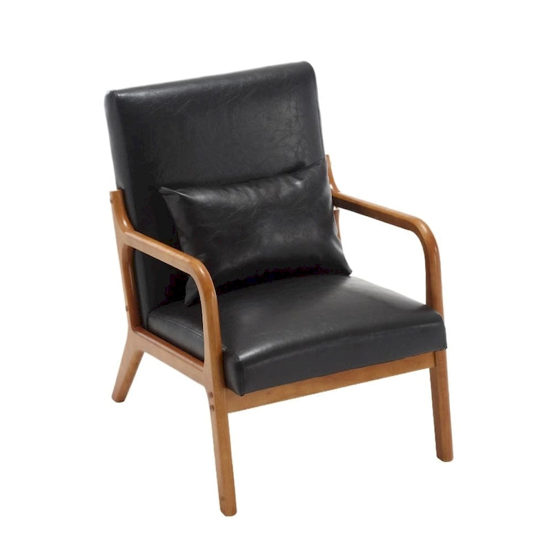 Modern PU Leather Accent Chair with One Pillow
